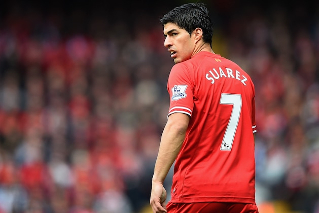 LIVERPOOL, ENGLAND - MAY 11:  Luis Suarez of Liverpool looks on during the Barclays Premier League match between Liverpool and Newcastle United at Anfield on May 11, 2014 in Liverpool, England.  (Photo by Laurence Griffiths/Getty Images)