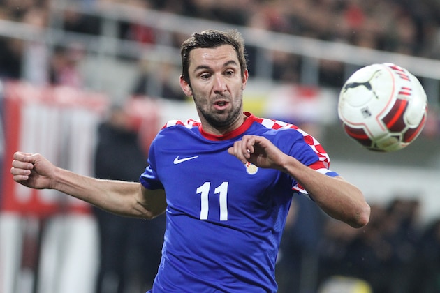 ST GALLEN, SWITZERLAND - MARCH 05: Darijo Srna of Croatia in action during the international friendly match between Switzerland and Croatia at the AFG Arena on March 5, 2014 in St Gallen, Switzerland.  (Photo by Marc Eich/Getty Images)