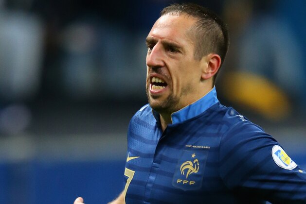PARIS, FRANCE - OCTOBER 15:  Franck Ribery of France celebrates scoring during the FIFA 2014 World Cup Qualifying Group I match between France and Finland at the Stade de France on October 15, 2013 in Paris, France.  (Photo by Julian Finney/Getty Images)