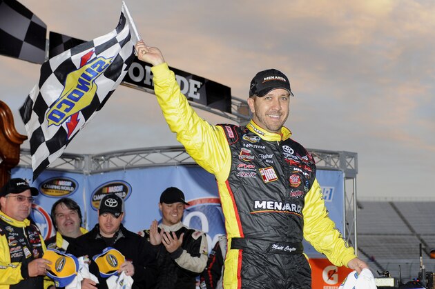 Driver Matt Crafton celebrates in victory lane after winning a NASCAR Truck Series auto race at Martinsville Speedway in Martinsville, Va., Sunday, March 30, 2014. (AP Photo/Mike McCarn) Driver Matt Crafton celebrates in victory lane after winning a NASCAR Truck Series auto race at Martinsville Speedway in Martinsville, Va., Sunday, March 30, 2014. (AP Photo/Mike McCarn)