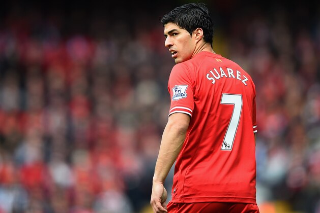 LIVERPOOL, ENGLAND - MAY 11:  Luis Suarez of Liverpool looks on during the Barclays Premier League match between Liverpool and Newcastle United at Anfield on May 11, 2014 in Liverpool, England.  (Photo by Laurence Griffiths/Getty Images)