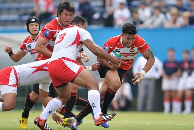 YOKOHAMA, JAPAN - MAY 25:  Male Sau of Japan in action during the Pacific Nations Cup match between Japan and Tonga at Nippatsu Mitsuzawa Stadium on May 25, 2013 in Yokohama, Kanagawa, Japan.  (Photo by Atsushi Tomura/Getty Images)