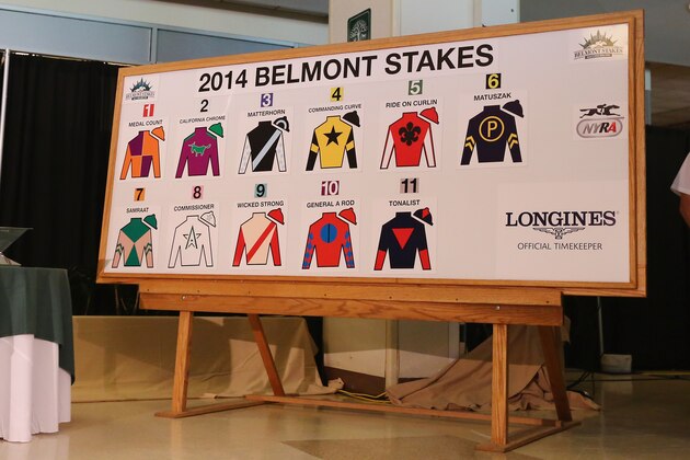 ELMONT, NY - JUNE 04:  A list of the Draw for the 2014 Belmont Stakesd at Belmont Park on June 4, 2014  in Elmont,  New York   (Photo by Al Bello/Getty Images)