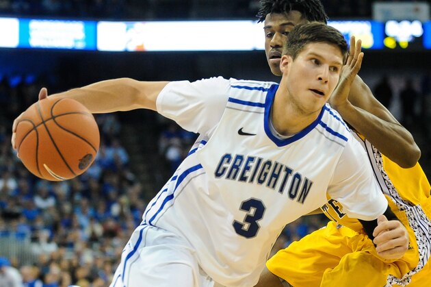 OMAHA, NE - NOVEMBER 8: Doug McDermott #3 of the Creighton Bluejays drives past Tyrel Hunt #0 of the Alcorn State Braves during their game at CenturyLink Center on November 8, 2013 in Omaha, Nebraska. (Photo by Eric Francis/Getty Images)