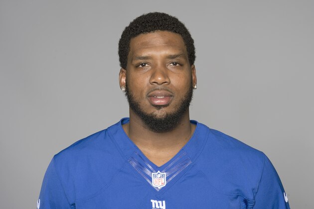 This is a 2013 photo of Larry Donnell of the New York Giants NFL football team. This image reflects the New York Giants active roster as of Monday, June 10, 2013 when this image was taken. (AP Photo)