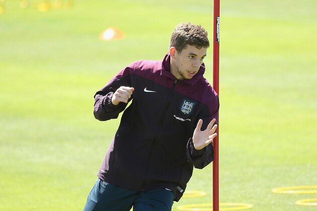 VALE DO LOBO, ALGARVE, PORTUGAL - MAY 21:  Jon Flanagan in action during a training session at the England pre-World Cup Training Camp at the Vale Do Lobo Resort on May 21, 2014 in Vale Do Lobo, Algarve, Portugal.  (Photo by Richard Heathcote/Getty Images)