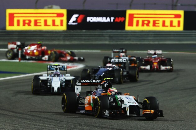 SAKHIR, BAHRAIN - APRIL 06:  Sergio Perez of Mexico and Force India drives during the Bahrain Formula One Grand Prix at the Bahrain International Circuit on April 6, 2014 in Sakhir, Bahrain.  (Photo by Mark Thompson/Getty Images)