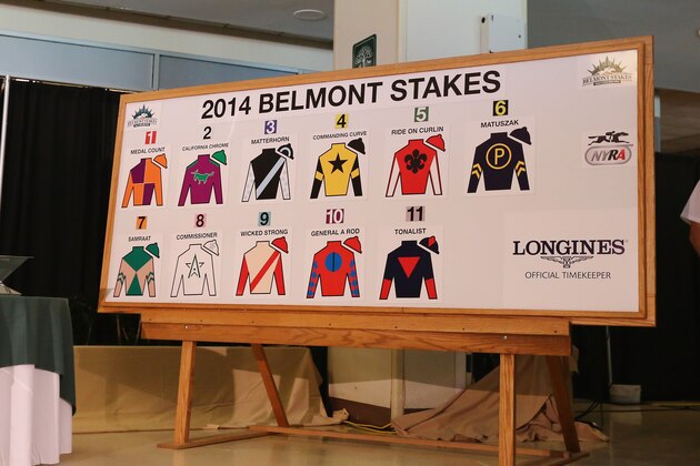 ELMONT, NY - JUNE 04:  A list of the Draw for the 2014 Belmont Stakesd at Belmont Park on June 4, 2014  in Elmont,  New York   (Photo by Al Bello/Getty Images)