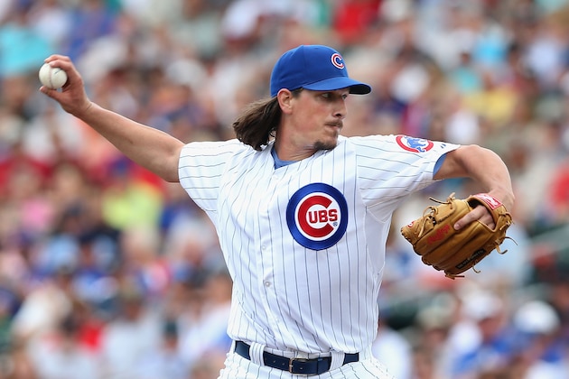 MESA, AZ - FEBRUARY 27:  Starting pitcher Jeff Samardzija #29 of the Chicago Cubs pitches against the Arizona Diamondbacks during the spring training game at Cubs Park on February 27, 2014 in Mesa, Arizona  (Photo by Christian Petersen/Getty Images)