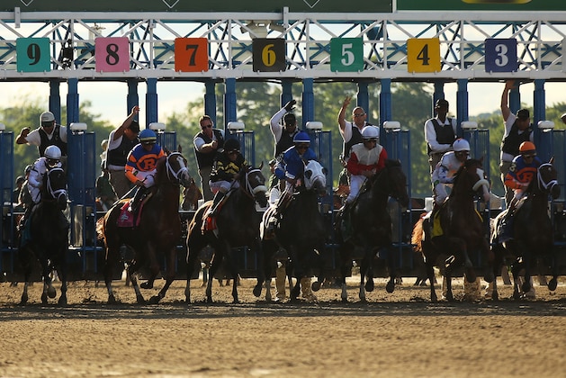 ELMONT, NY - JUNE 08: Horses break from the gate for the start of the 145th running of the Belmont Stakes at Belmont Park on June 8, 2013 in Elmont, New York. (Photo by Mike Stobe/Getty Images) ELMONT, NY - JUNE 08: Horses break from the gate for the start of the 145th running of the Belmont Stakes at Belmont Park on June 8, 2013 in Elmont, New York. (Photo by Mike Stobe/Getty Images)