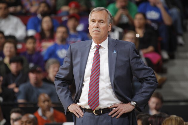 SACRAMENTO, CA - APRIL 2: Mike D'Antoni of the Los Angeles Lakers coaches against the Sacramento Kings on April 2, 2014 at Sleep Train Arena in Sacramento, California. NOTE TO USER: User expressly acknowledges and agrees that, by downloading and or using this photograph, User is consenting to the terms and conditions of the Getty Images Agreement. Mandatory Copyright Notice: Copyright 2014 NBAE (Photo by Rocky Widner/NBAE via Getty Images)