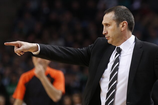 Israel's BC Maccabi Electra Tel Aviv coach David Blatt gestures to his players during their Euroleague Top 16 basketball match against Lithuania's BC Zalgiris in Kaunas,  Lithuania, Thursday, Jan. 16, 2014. (AP Photo/Mindaugas Kulbis)