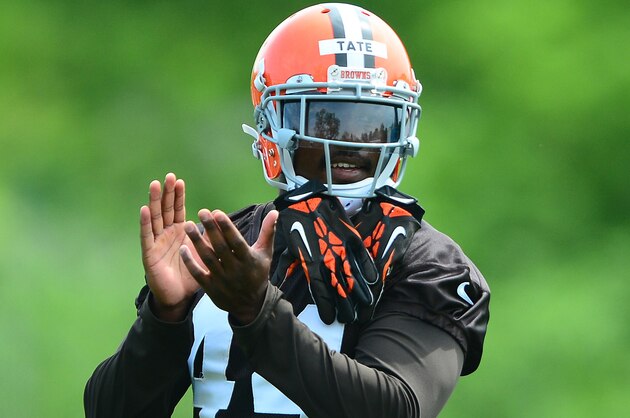 May 21, 2014; Berea, OH, USA; Cleveland Browns running back Ben Tate (44) during organized team activities at Cleveland Browns practice facility. Mandatory Credit: Andrew Weber-USA TODAY Sports
