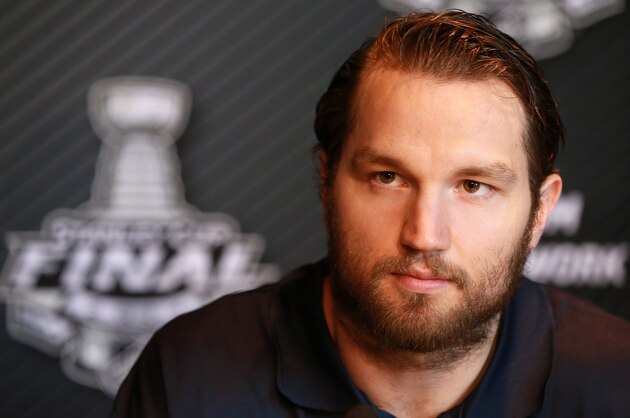 LOS ANGELES, CA - JUNE 03:  Rick Nash #61 of the New York Rangers speaks with reporters during Media Day for the 2014 Stanley Cup Final at Staples Center on June 3, 2014 in Los Angeles, California.  (Photo by Dave Sandford/NHLI via Getty Images)