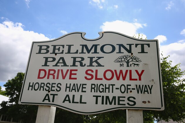 ELMONT, NY - JUNE 06:  A sign is seen at Belmont Park on June 6, 2014 in Elmont, New York.  On Saturday, June 7, California Chrome will attempt to win the triple crown with a win in the Belmont Stakes.  (Photo by Streeter Lecka/Getty Images)