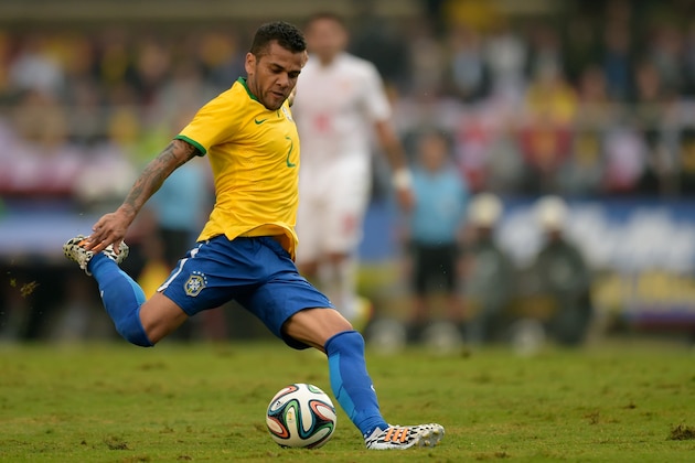SAO PAULO, BRAZIL - JUNE 06: Daniel Alves of Brazil kicks the ball during the International Friendly Match between Brazil and Serbia at Morumbi Stadium on June 06, 2014 in Sao Paulo, Brazil. (Photo by Buda Mendes/Getty Images) SAO PAULO, BRAZIL - JUNE 06: Daniel Alves of Brazil kicks the ball during the International Friendly Match between Brazil and Serbia at Morumbi Stadium on June 06, 2014 in Sao Paulo, Brazil. (Photo by Buda Mendes/Getty Images)