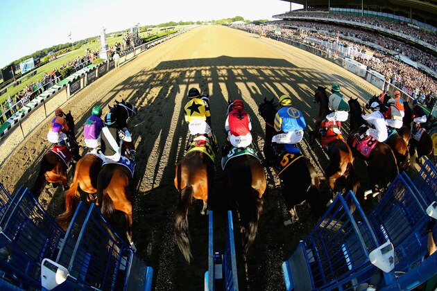 ELMONT, NY - JUNE 07:  The field starts the 146th running of the Belmont Stakes at Belmont Park on June 7, 2014 in Elmont, New York.  (Photo by Al Bello/Getty Images)
