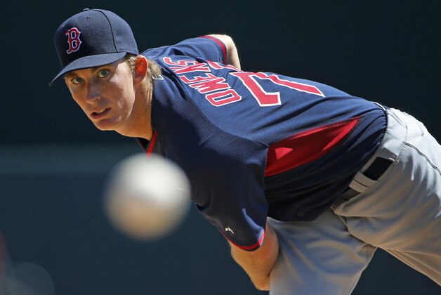 Boston Red Sox starting pitcher Henry Owens (76) warms up before the first inning of an exhibition spring training baseball game against the Baltimore Orioles in Sarasota, Fla.,Saturday, March 8, 2014. (AP Photo/Gene J. Puskar)