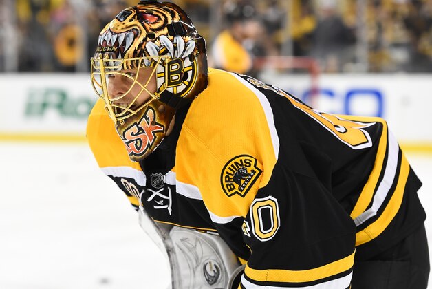 BOSTON, MA - MAY 14: Tuukka Rask #40 of the Boston Bruins during warm ups against the Montreal Canadiens in Game Seven of the Second Round of the 2014 Stanley Cup Playoffs at TD Garden on May 14, 2014 in Boston, Massachusetts. (Photo by Brian Babineau/NHLI via Getty Images)