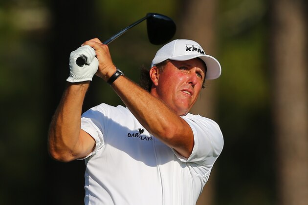 PINEHURST, NC - JUNE 10: Phil Mickelson of the United States hits a tee shot during a practice round prior to the start of the 114th U.S. Open at Pinehurst Resort & Country Club, Course No. 2 on June 10, 2014 in Pinehurst, North Carolina.  (Photo by Tyler Lecka/Getty Images)