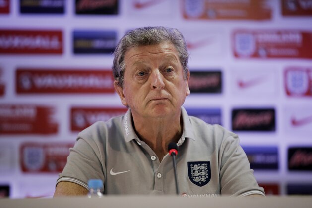 England national soccer team manager Roy Hodgson listens to a media question, during his press conference at the team's training facilities at the Urca military base in Rio de Janeiro, Brazil, Tuesday, June 10, 2014.  The England soccer team are staying in Rio de Janeiro as their base city for the 2014 soccer World Cup.  (AP Photo/Matt Dunham)