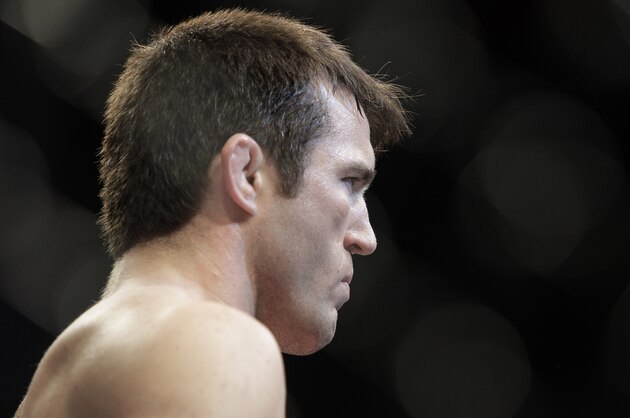 Chael Sonnen stands during a UFC mixed martial arts match against Anderson Silva in Oakland, California, Saturday, August 7, 2010. Silva won by submission in the fifth round to retain the championship. (AP Photo/Jeff Chiu)