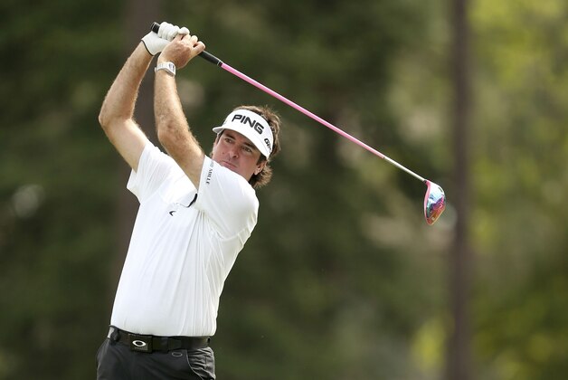 Jun 9, 2014; Pinehurst, NC, USA; Bubba Watson tees off on the 18th hole prior to the start of the 114th U.S. Open at Pinehurst No. 2 at Pinehurst Resort & Country Club. Mandatory Credit: Jason Getz-USA TODAY Sports