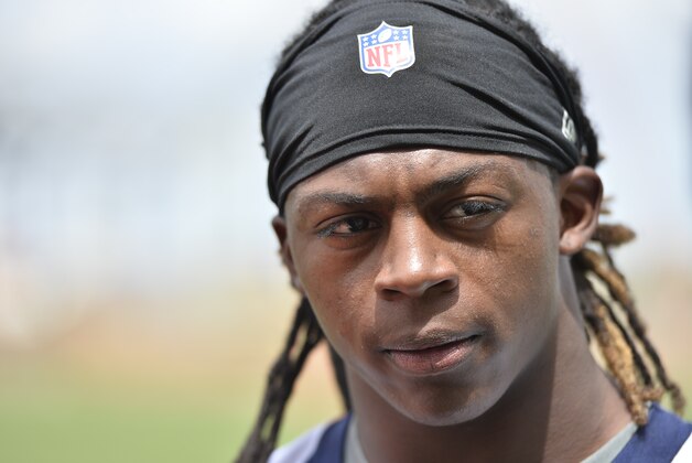Denver Broncos' Isaiah Burse talks to the media following NFL football rookie camp, Sunday, May 18, 2014, in Englewood, Colo. (AP Photo/Jack Dempsey)