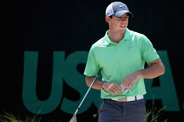 PINEHURST, NC - JUNE 10:  Rory McIlroy of Northern Ireland prepares to hit a shot from a bunker on the practice range during a practice round prior to the start of the 114th U.S. Open at Pinehurst Resort & Country Club, Course No. 2 on June 10, 2014 in Pinehurst, North Carolina.  (Photo by Ross Kinnaird/Getty Images)