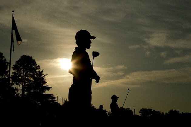 Casey Wittenberg hits ball on the driving range before a practice round for the U.S. Open golf tournament in Pinehurst, N.C., Wednesday, June 11, 2014. The tournament starts Thursday. (AP Photo/Charlie Riedel)