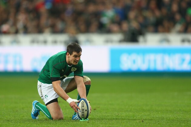 PARIS, FRANCE - MARCH 15:  Jonny Sexton of Ireland kicks a conversion during the RBS Six Nations match between France and Ireland at Stade de France on March 15, 2014 in Paris, France.  (Photo by Paul Gilham/Getty Images)