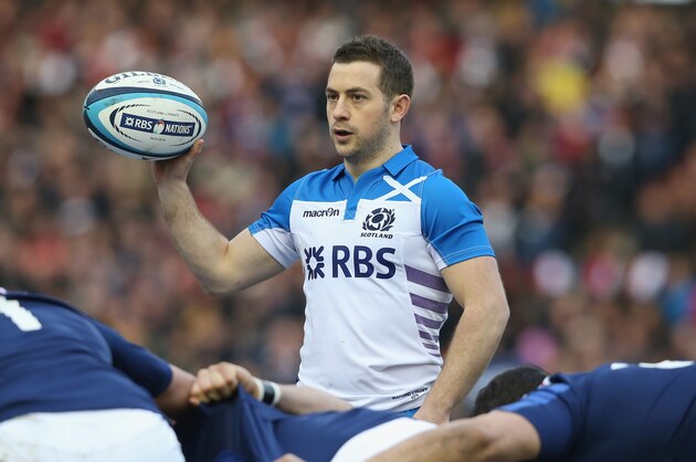 EDINBURGH, SCOTLAND - MARCH 08:  Greig Laidlaw of Scotland looks on during the RBS Six Nations match between Scotland and France at Murrayfield Stadium on March 8, 2014 in Edinburgh, Scotland.  (Photo by David Rogers/Getty Images)
