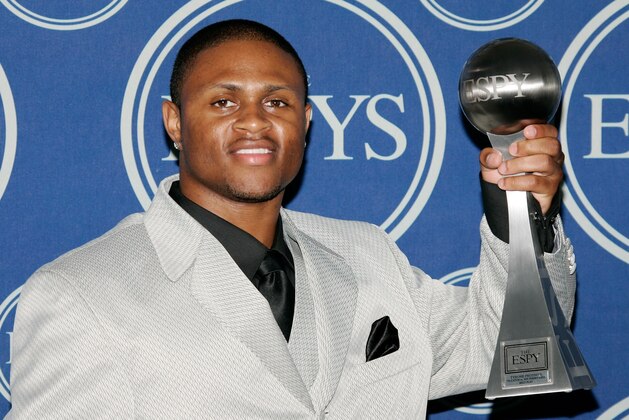 HOLLYWOOD - JULY 12:  Football player Tyrone Prothro poses in the press room after accepting the award for 'Best Play' at the 2006 ESPY Awards at the Kodak Theatre on July 12, 2006 in Hollywood, California.  (Photo by Vince Bucci/Getty Images)