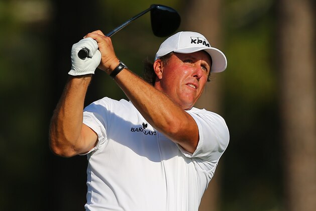PINEHURST, NC - JUNE 10: Phil Mickelson of the United States hits a tee shot during a practice round prior to the start of the 114th U.S. Open at Pinehurst Resort & Country Club, Course No. 2 on June 10, 2014 in Pinehurst, North Carolina.  (Photo by Tyler Lecka/Getty Images)