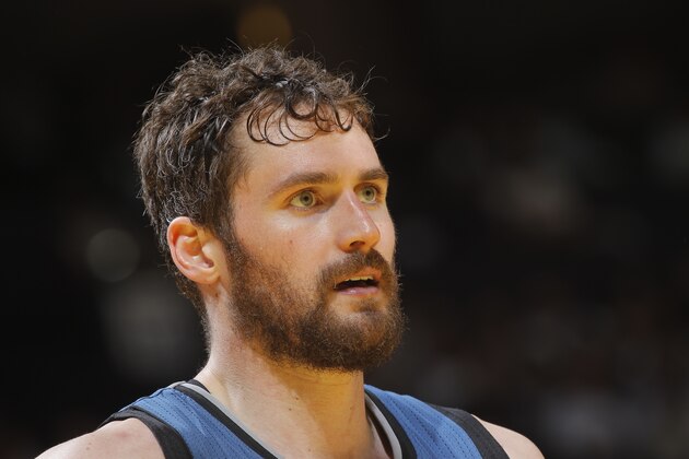 OAKLAND, CA - APRIL 14: Kevin Love #42 of the Minnesota Timberwolves during a game against the Golden State Warriors on April 14, 2014 at Oracle Arena in Oakland, California. NOTE TO USER: User expressly acknowledges and agrees that, by downloading and or using this photograph, user is consenting to the terms and conditions of Getty Images License Agreement. Mandatory Copyright Notice: Copyright 2014 NBAE (Photo by Rocky Widner/NBAE via Getty Images) OAKLAND, CA - APRIL 14: Kevin Love #42 of the Minnesota Timberwolves during a game against the Golden State Warriors on April 14, 2014 at Oracle Arena in Oakland, California. NOTE TO USER: User expressly acknowledges and agrees that, by downloading and or using this photograph, user is consenting to the terms and conditions of Getty Images License Agreement. Mandatory Copyright Notice: Copyright 2014 NBAE (Photo by Rocky Widner/NBAE via Getty Images)