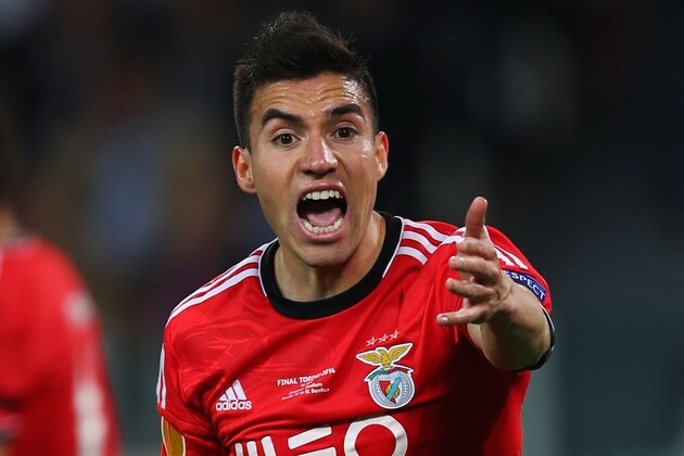 TURIN, ITALY - MAY 14:  Nicolas Gaitan of Benfica reacts after being brought down in the area during the UEFA Europa League Final match between Sevilla FC and SL Benfica at Juventus Stadium on May 14, 2014 in Turin, Italy.  (Photo by Clive Rose/Getty Images)