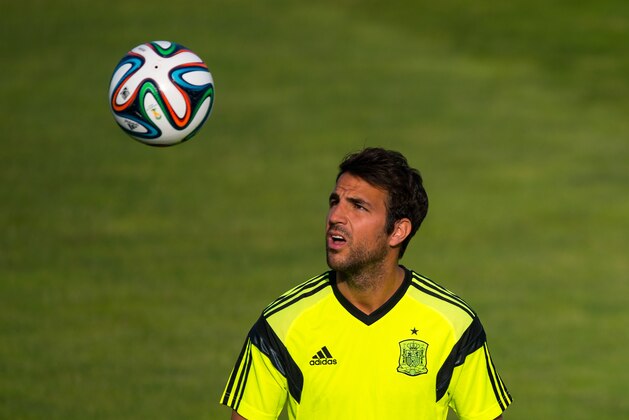 LAS ROZAS DE MADRID, SPAIN - MAY 26:  Cesc Fabregas of Spain juggles the ball during a training sesion at Ciudad del Futbol on May 26, 2014 in Las Rozas de Madrid, Spain.  (Photo by David Ramos/Getty Images)