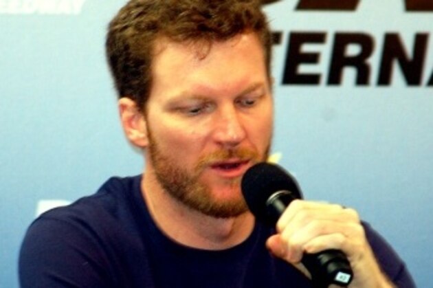Dale Earnhardt Jr. talks to media before the exciting 2014 season at Daytona International Speedway.
