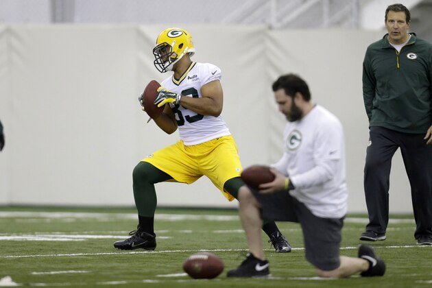 GREEN BAY, WI - MAY 16: Richard Rodgers #89 of the Green Bay Packers runs through drills during rookie mini camp at Don Hudson Center on May 16, 2014 in Green Bay, Wisconsin. (Photo by Mike McGinnis/Getty Images)