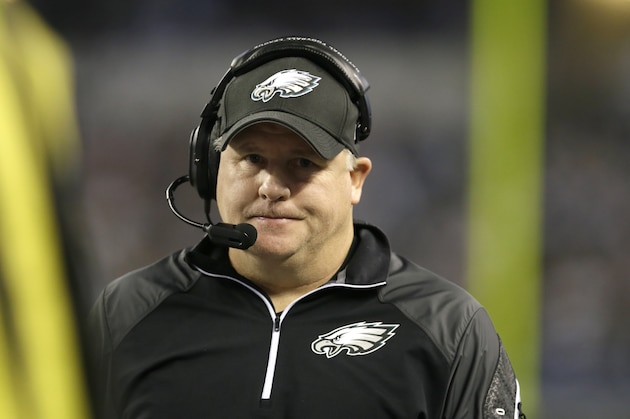 Philadelphia Eagles head coach Chip Kelly looks on from the sideline during the second half of an NFL football game against the Dallas Cowboys Sunday, Dec. 29, 2013, in Arlington, Texas. (AP Photo/Tony Gutierrez)