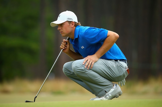 PINEHURST, NC - JUNE 12:  Jordan Spieth of the United States lines up his putt on the 11th green during the first round of the 114th U.S. Open at Pinehurst Resort & Country Club, Course No. 2 on June 12, 2014 in Pinehurst, North Carolina.  (Photo by Streeter Lecka/Getty Images)