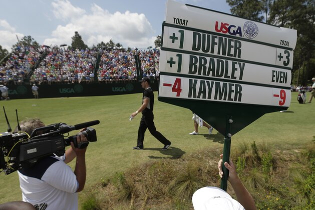 Martin Kaymer, of Germany, walks to the fourth green during the second round of the U.S. Open golf tournament in Pinehurst, N.C., Friday, June 13, 2014. (AP Photo/Charlie Riedel)