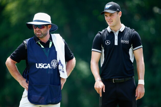 PINEHURST, NC - JUNE 13:  Martin Kaymer of Germany waits with his caddie Craig Connelly during the second round of the 114th U.S. Open at Pinehurst Resort & Country Club, Course No. 2 on June 13, 2014 in Pinehurst, North Carolina.  (Photo by Sam Greenwood/Getty Images)
