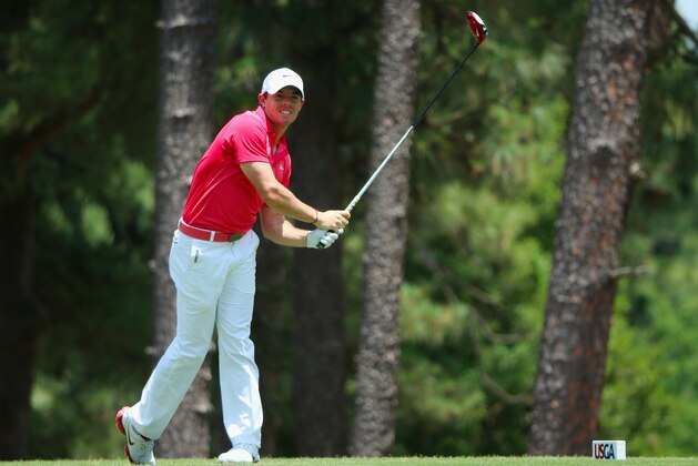 PINEHURST, NC - JUNE 13:  Rory McIlroy of Northern Ireland hits his tee shot on the 11th hole during the second round of the 114th U.S. Open at Pinehurst Resort & Country Club, Course No. 2 on June 13, 2014 in Pinehurst, North Carolina.  (Photo by Andrew Redington/Getty Images)