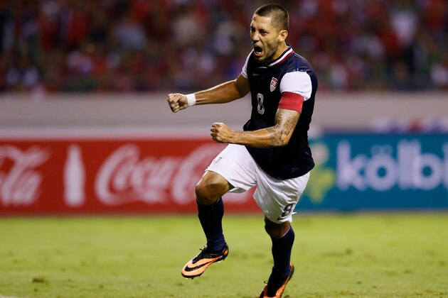 SAN JOSE, COSTA RICA - SEPTEMBER 06:  Clint Dempsey #8 of the United States reacts after scoring off a penalty kick against Costa Rica during the FIFA 2014 World Cup Qualifier at Estadio Nacional on September 6, 2013 in San Jose, Costa Rica.  (Photo by Kevin C. Cox/Getty Images)