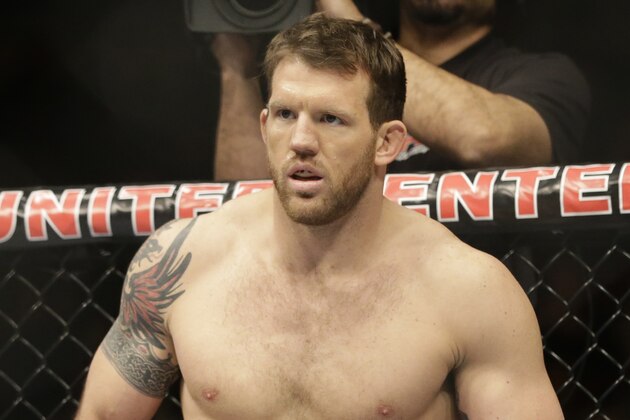 Ryan Bader stands in the ring before fighting with Vladimir Matyushenko during UFC Light Heavyweight Championship on FOX 6 at the United Center in Chicago, Saturday, Jan. 26, 2013. Bader won the bout. (AP Photo/Nam Y. Huh)