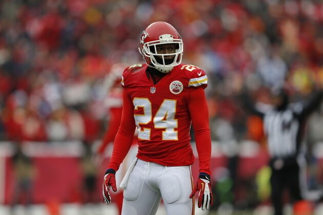 Kansas City Chiefs cornerback Brandon Flowers (24) during the first half of an NFL football game against the Indianapolis Colts at Arrowhead Stadium in Kansas City, Mo., Sunday, Dec. 22, 2013. (AP Photo/Ed Zurga)