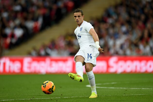 LONDON, ENGLAND - MAY 30:  Jordan Henderson of England on the ball during the international friendly match between England and Peru at Wembley Stadium on May 30, 2014 in London, England.  (Photo by Shaun Botterill/Getty Images)