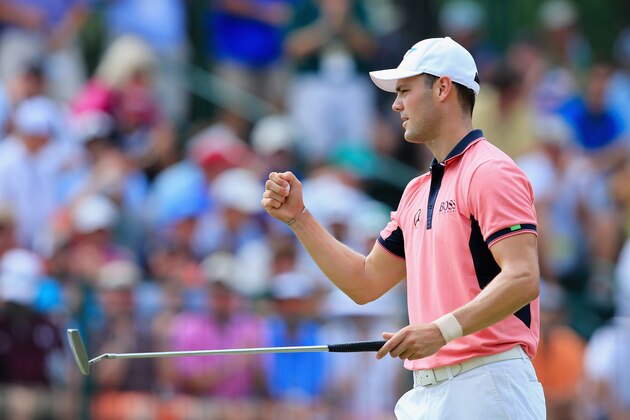 PINEHURST, NC - JUNE 14:  Martin Kaymer of Germany celebrates an eagle on the fifth green during the third round of the 114th U.S. Open at Pinehurst Resort & Country Club, Course No. 2 on June 14, 2014 in Pinehurst, North Carolina.  (Photo by David Cannon/Getty Images)