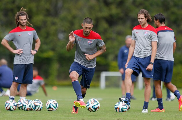 SAO PAULO, BRAZIL - JUNE 11:  Clint Dempsey of the United States runs drills during their training session at Sao Paulo FC on June 11, 2014 in Sao Paulo, Brazil.  (Photo by Kevin C. Cox/Getty Images)